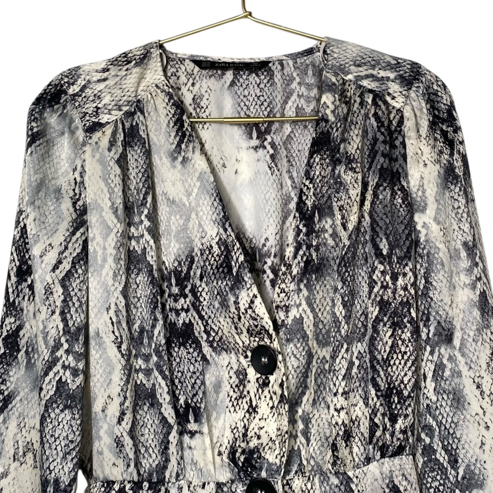 Zara Basic Snake Print Button Down Mini Dress Lon… - image 6